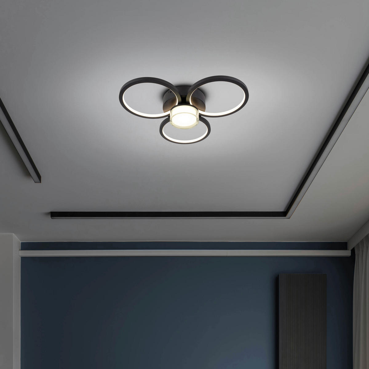 LED-DECKENLEUCHTE 43.6/9.5 cm   - Schwarz/Weiß, KONVENTIONELL, Kunststoff/Metall (43.6/9.5cm) - Näve
