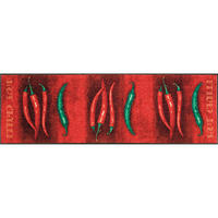 KÜCHENLÄUFER 60/180 cm Hot Chilli Rot, Grau, Grün  - Rot/Grau, KONVENTIONELL, Kunststoff/Textil (60/180cm) - wash+dry
