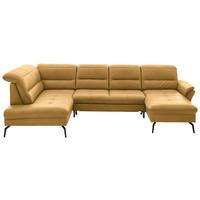 WOHNLANDSCHAFT in Echtleder Gelb  - Gelb/Schwarz, Design, Leder/Metall (206/336/181cm) - Beldomo Speed