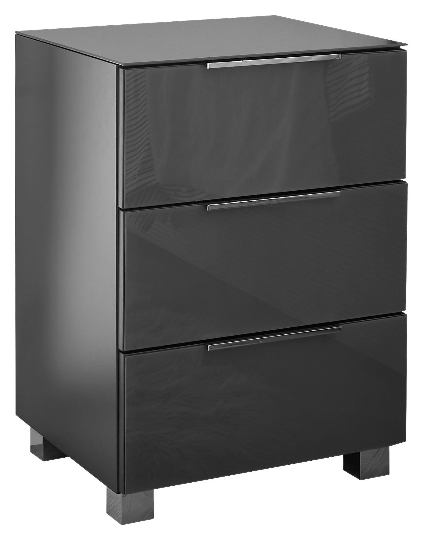 NACHTKÄSTCHEN 45,1/63,5/40,2 cm  in Graphitfarben  - Chromfarben/Graphitfarben, KONVENTIONELL, Glas/Holzwerkstoff (45,1/63,5/40,2cm) - Xora