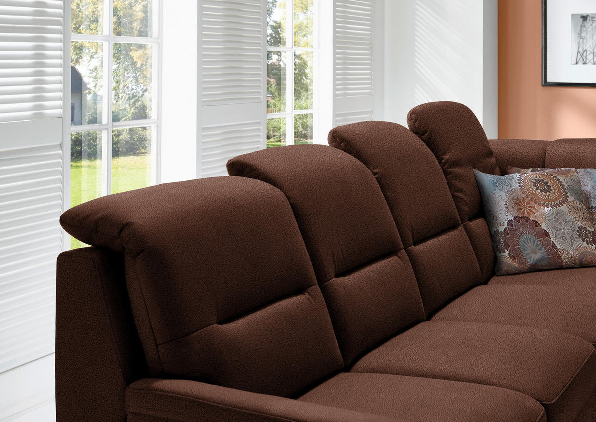 ECKSOFA in Mikrofaser Braun  - Schwarz/Braun, Konventionell, Holz/Textil (303/245cm) - Beldomo Comfort