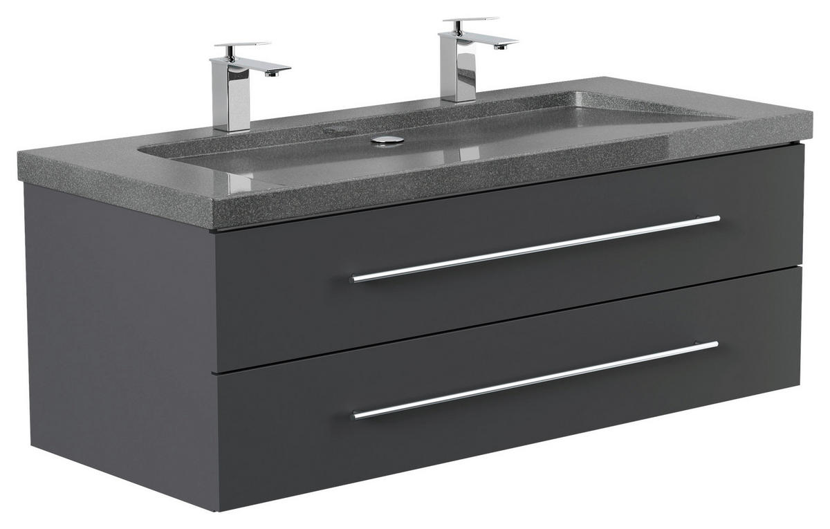 WASCHTISCHKOMBI 130 cm  - Graphitfarben, Basics, Holzwerkstoff/Stein (130cm) - MID.YOU