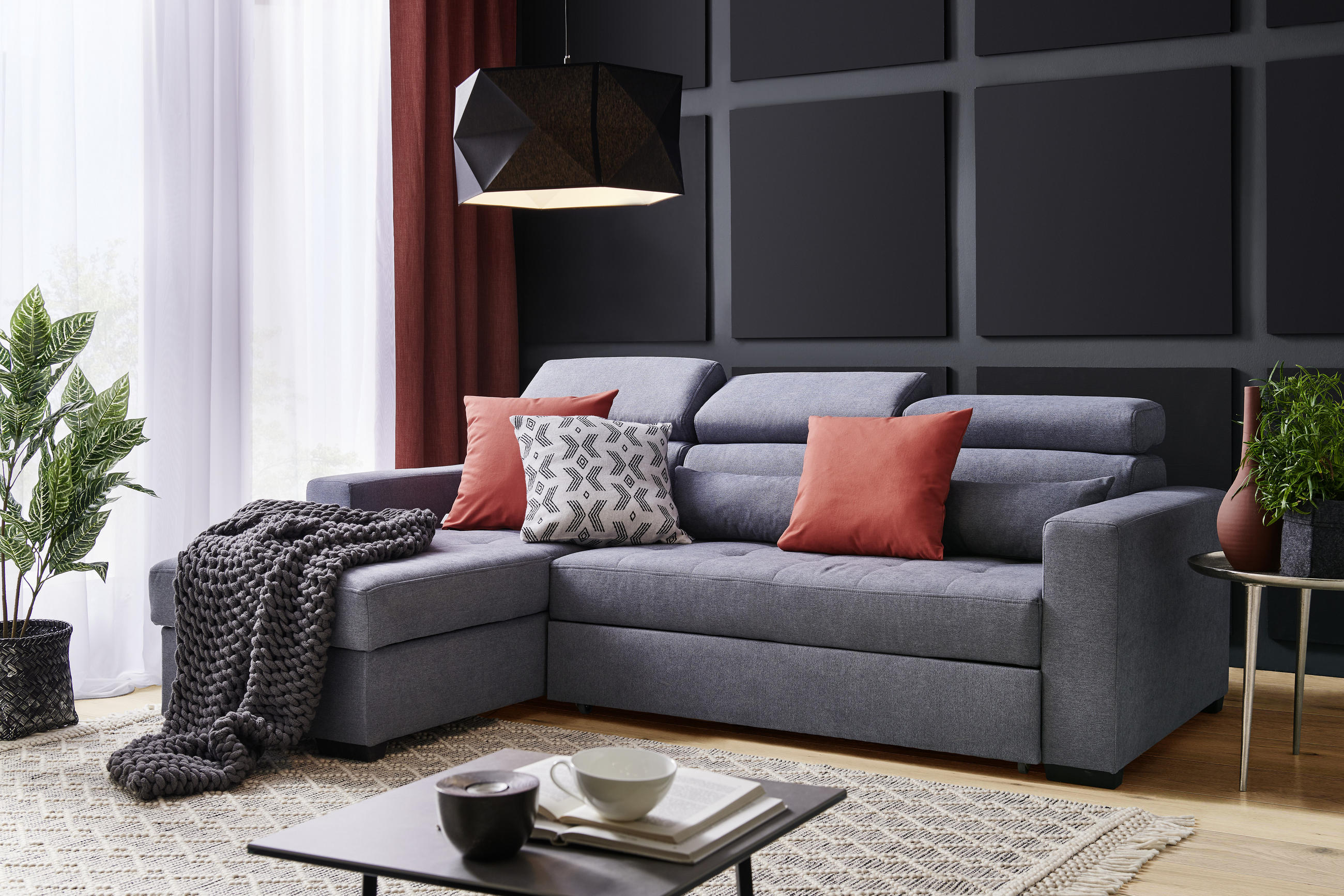 COLȚAR EXTENSIBIL textil albastru  - albastru/negru, Modern, plastic/textil (179/240cm) - Carryhome