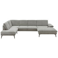 WOHNLANDSCHAFT in Webstoff Grau  - Schwarz/Grau, Design, Textil/Metall (208/344/180cm) - Dieter Knoll