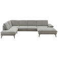 WOHNLANDSCHAFT Grau Webstoff  - Schwarz/Grau, Design, Textil/Metall (208/344/180cm) - Dieter Knoll