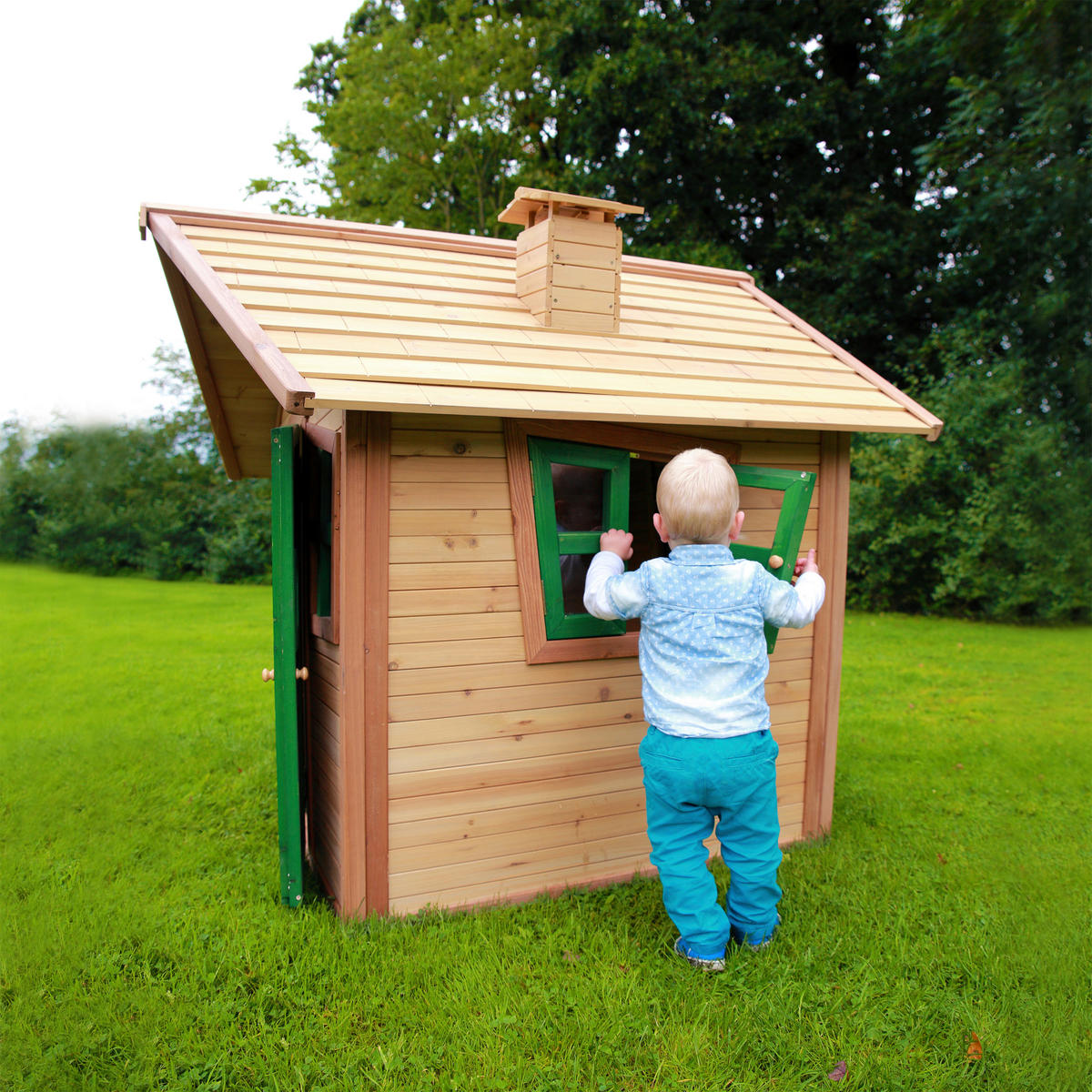 SPIELHAUS 144/146/157 cm  - Braun/Grün, KONVENTIONELL, Holz (144/146/157cm) - Ambia Garden