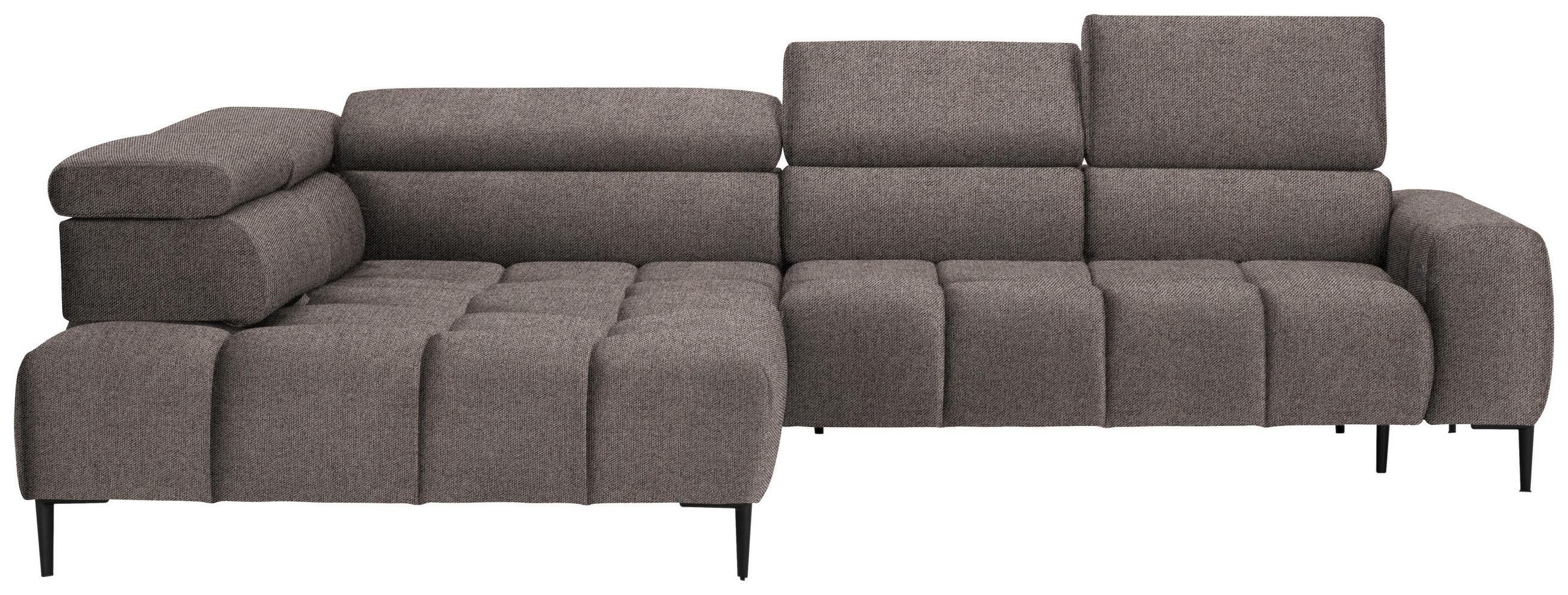 ECKSOFA Greige Webstoff  - Greige/Schwarz, Design, Textil/Metall (216/300cm) - Welnova
