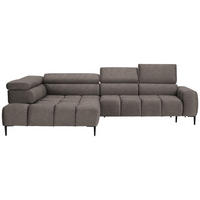 ECKSOFA in Webstoff Greige  - Greige/Schwarz, Design, Textil/Metall (216/300cm) - Welnova