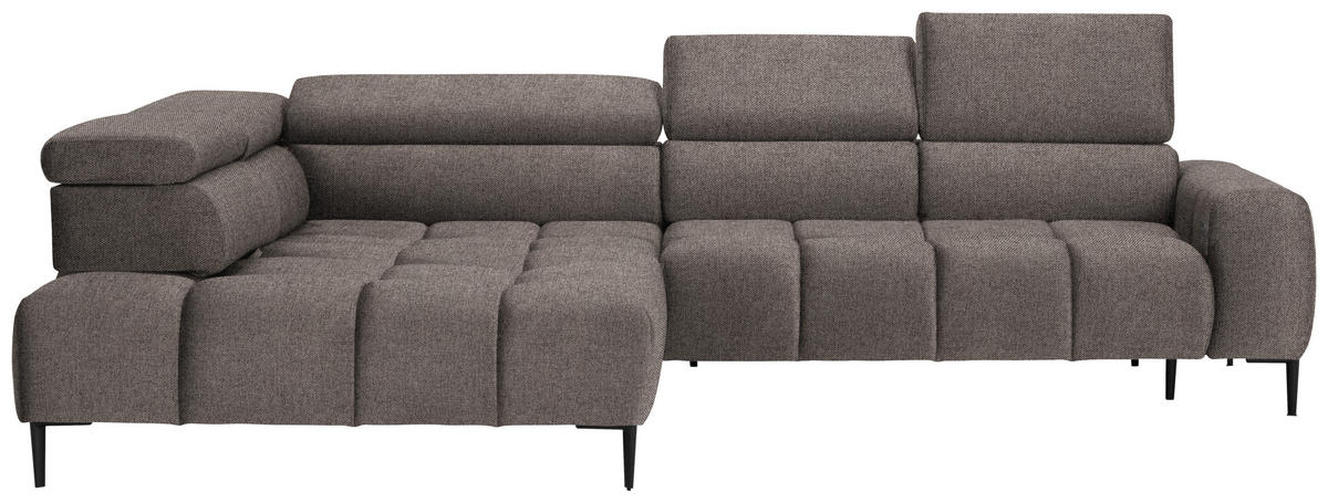 ECKSOFA in Webstoff Greige  - Greige/Schwarz, Design, Textil/Metall (216/300cm) - Welnova