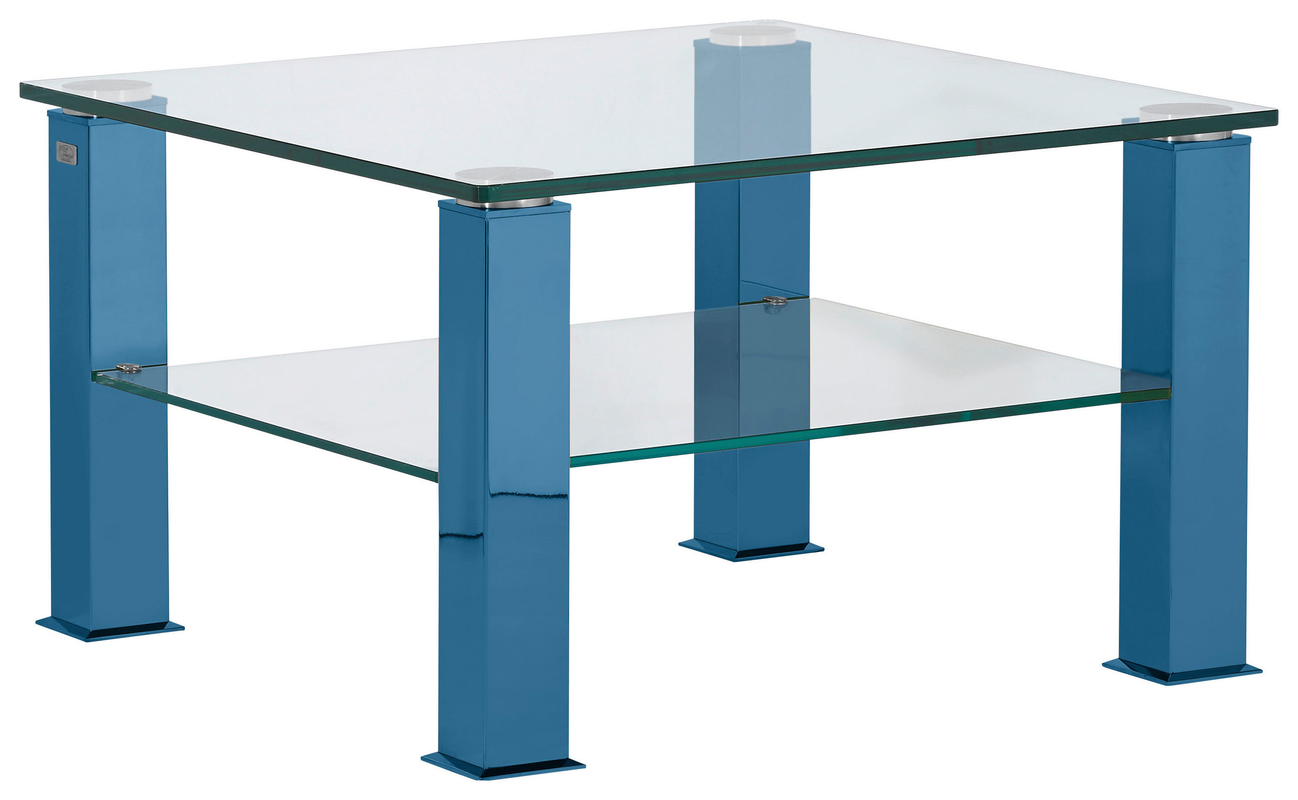 COUCHTISCH Kristallglas 75/75/42,5 cm quadratisch Blau  - Blau, Design, Glas/Kunststoff (75/75/42,5cm)