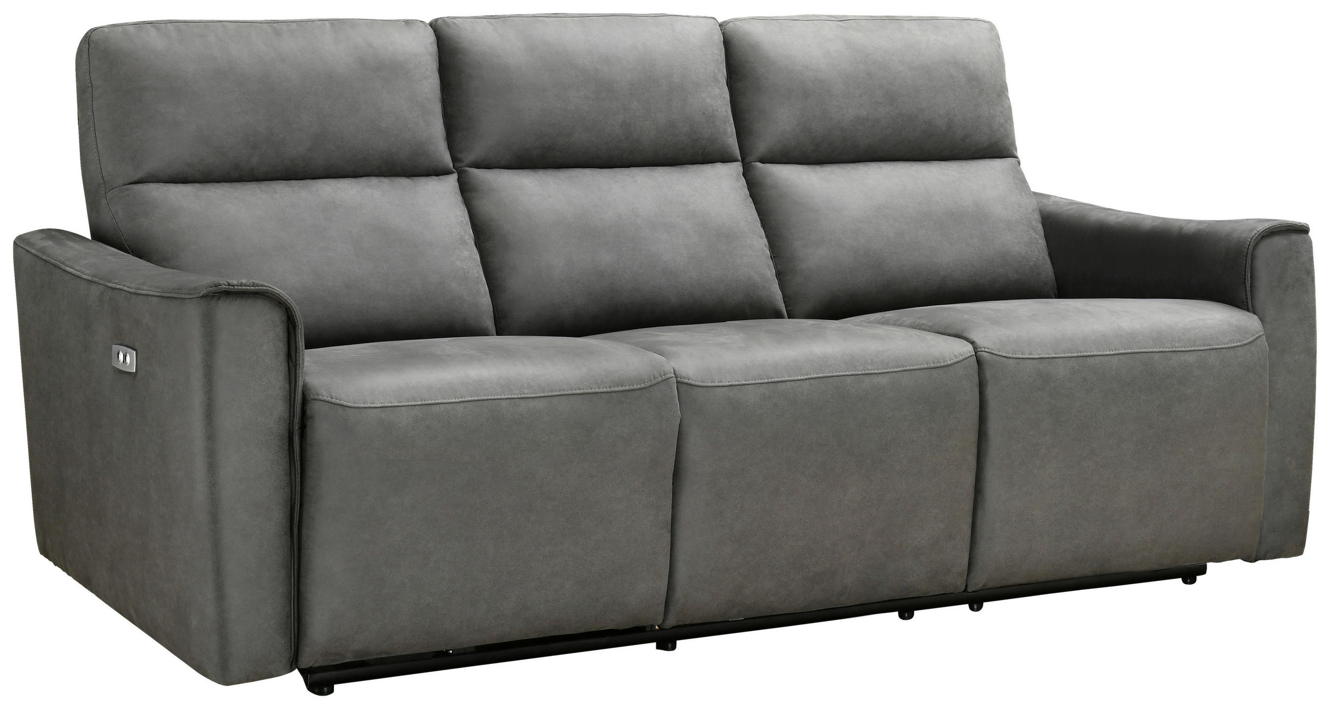 RELAX-DREISITZER-SOFA Mikrofaser Grau  - Schwarz/Grau, MODERN, Kunststoff/Textil (205/96/66cm) - Livetastic