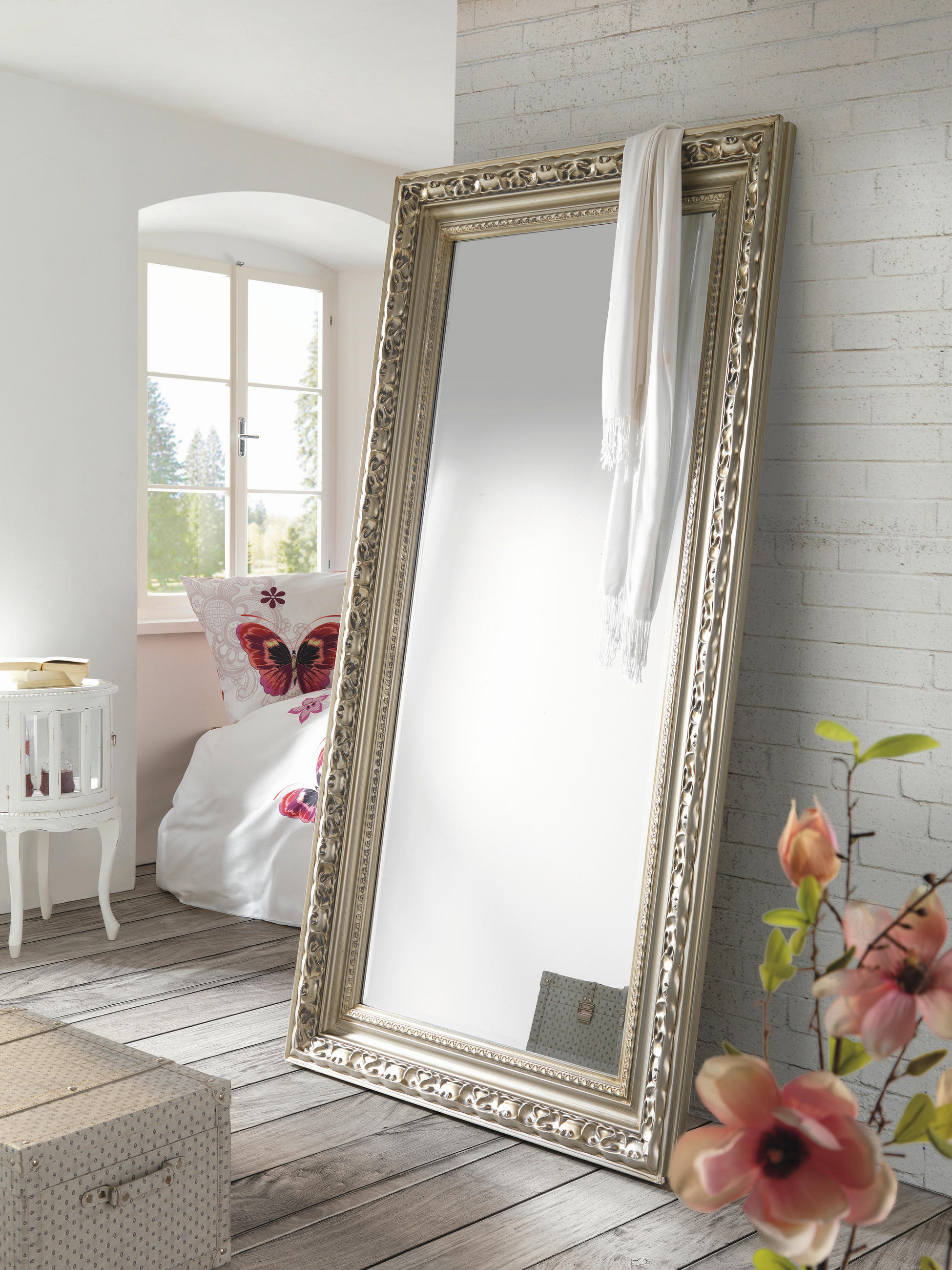 WANDSPIEGEL 100/200/7 cm    in rechteckig  - Silberfarben, LIFESTYLE, Glas/Holz (100/200/7cm) - Xora