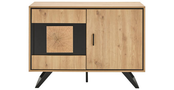 KOMMODE  in 110/78/40 cm  - Eichefarben/Schwarz, LIFESTYLE, Holzwerkstoff/Metall (110/78/40cm) - Xora