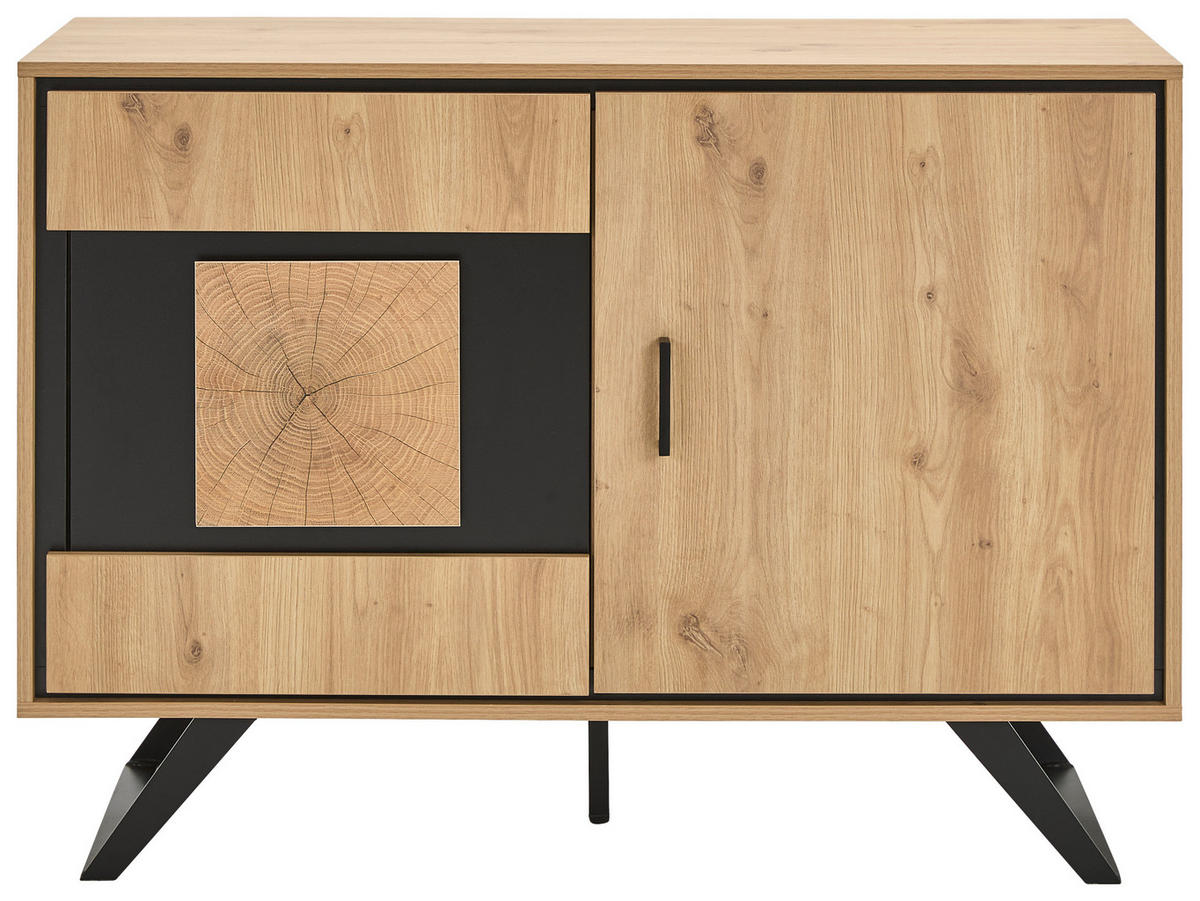 KOMMODE  in 110/78/40 cm  - Eichefarben/Schwarz, LIFESTYLE, Holzwerkstoff/Metall (110/78/40cm) - Xora