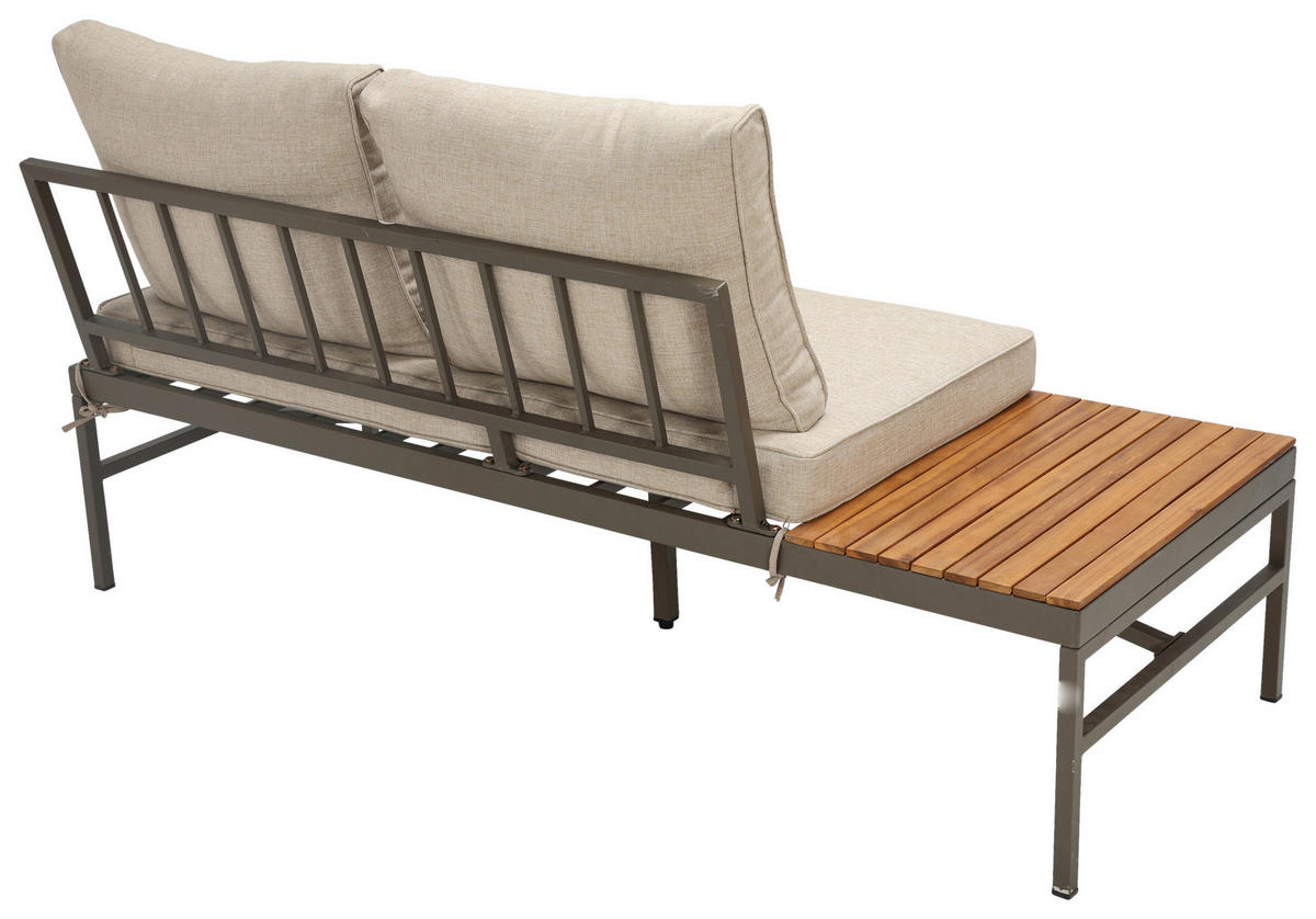 LOUNGEGARNITUR   57/35/57 cm Akazie vollmassiv Aluminium  - Beige/Beigebraun, MODERN, Holz/Textil (57/35/57cm) - Ambia Garden