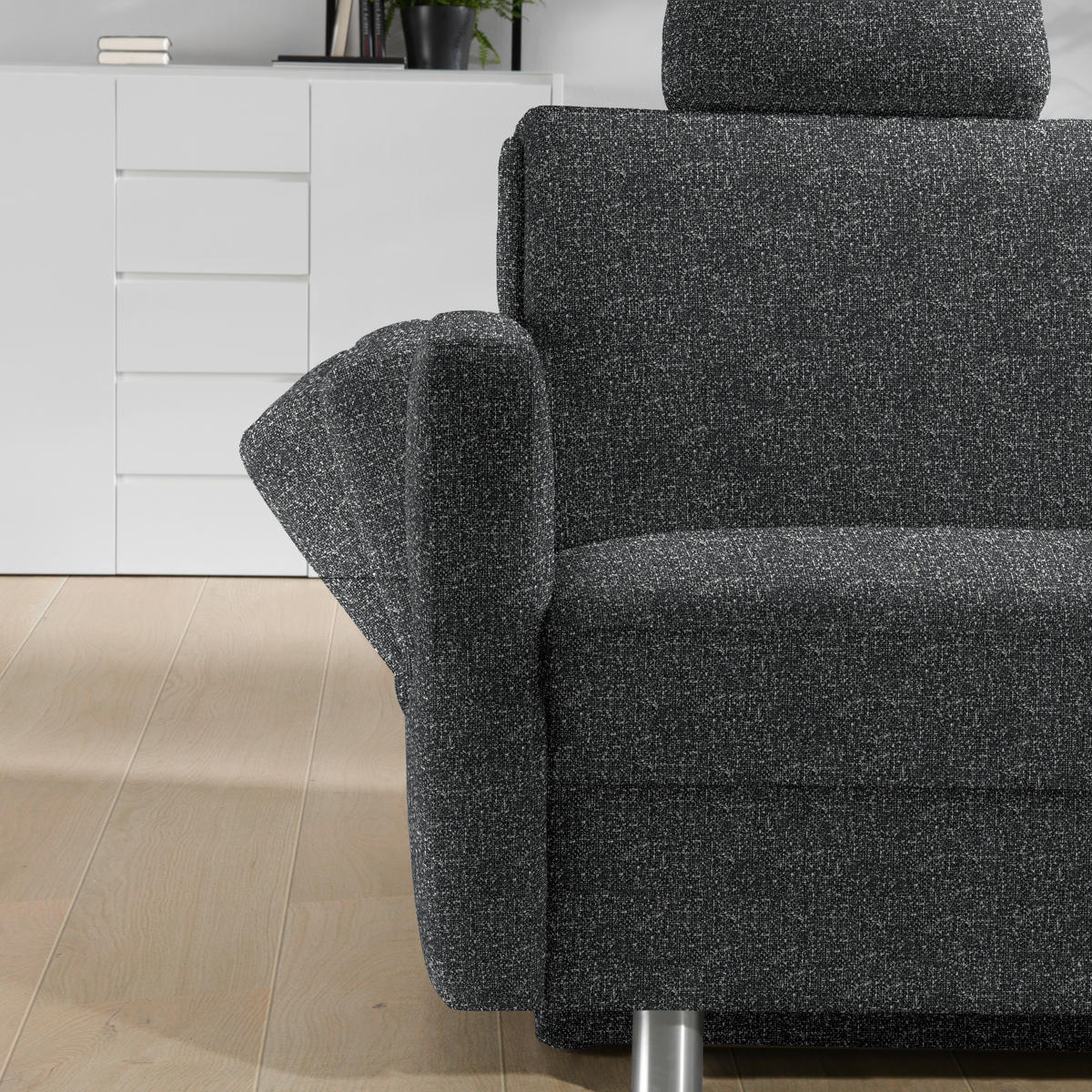 SCHLAFSOFA  in Mikrovelours Anthrazit  - Anthrazit/Alufarben, KONVENTIONELL, Kunststoff/Textil (176/88/91cm) - Sedda