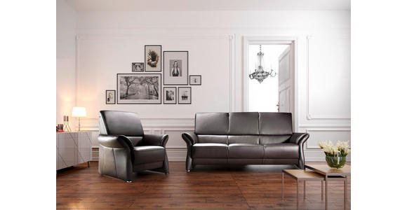 ZWEISITZER-SOFA in Leder Dunkelbraun - Dunkelbraun/Schwarz, Design, Leder/Kunststoff (155/98/90cm) - Cantus