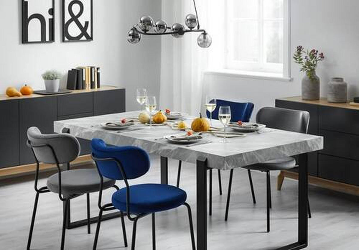 STUHL - Blau/Schwarz, MODERN, Holz/Textil (51/82/63cm) - Bessagi Home