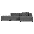 ECKSOFA Dunkelgrau Cord Zierkissen, Rücken echt  - Dunkelgrau/Schwarz, KONVENTIONELL, Kunststoff/Textil (313/162cm) - Carryhome