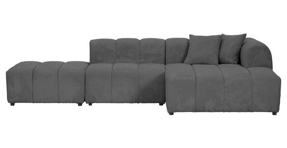 ECKSOFA Dunkelgrau Cord Zierkissen, Rücken echt  - Dunkelgrau/Schwarz, KONVENTIONELL, Kunststoff/Textil (313/162cm) - Carryhome