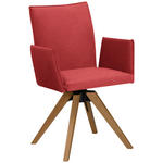 ARMLEHNSTUHL  Stoffauswahl, Typenauswahl, Sitzfläche 360° drehbar, automatische Rückholfunktion Lederlook  - Eichefarben/Rot, KONVENTIONELL, Holz/Textil (64/91/61cm) - Moderano