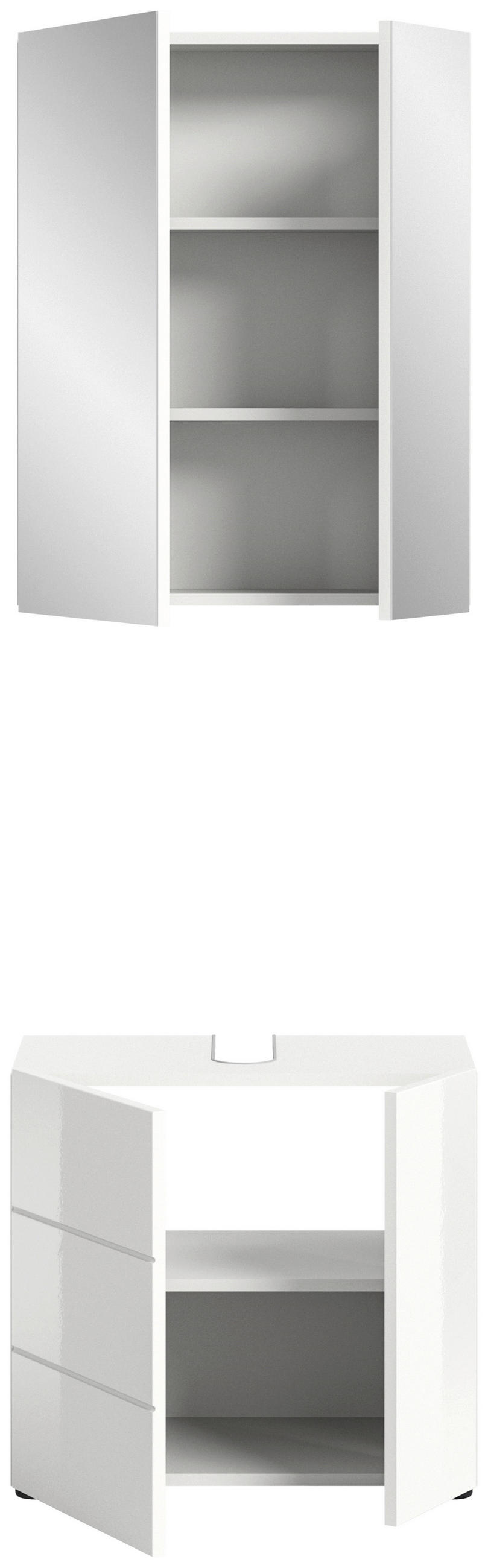 KOUPELNA bílá, vysoce lesklá bílá  - bílá/černá, Moderní, kompozitní dřevo/plast (60cm) - MID.YOU