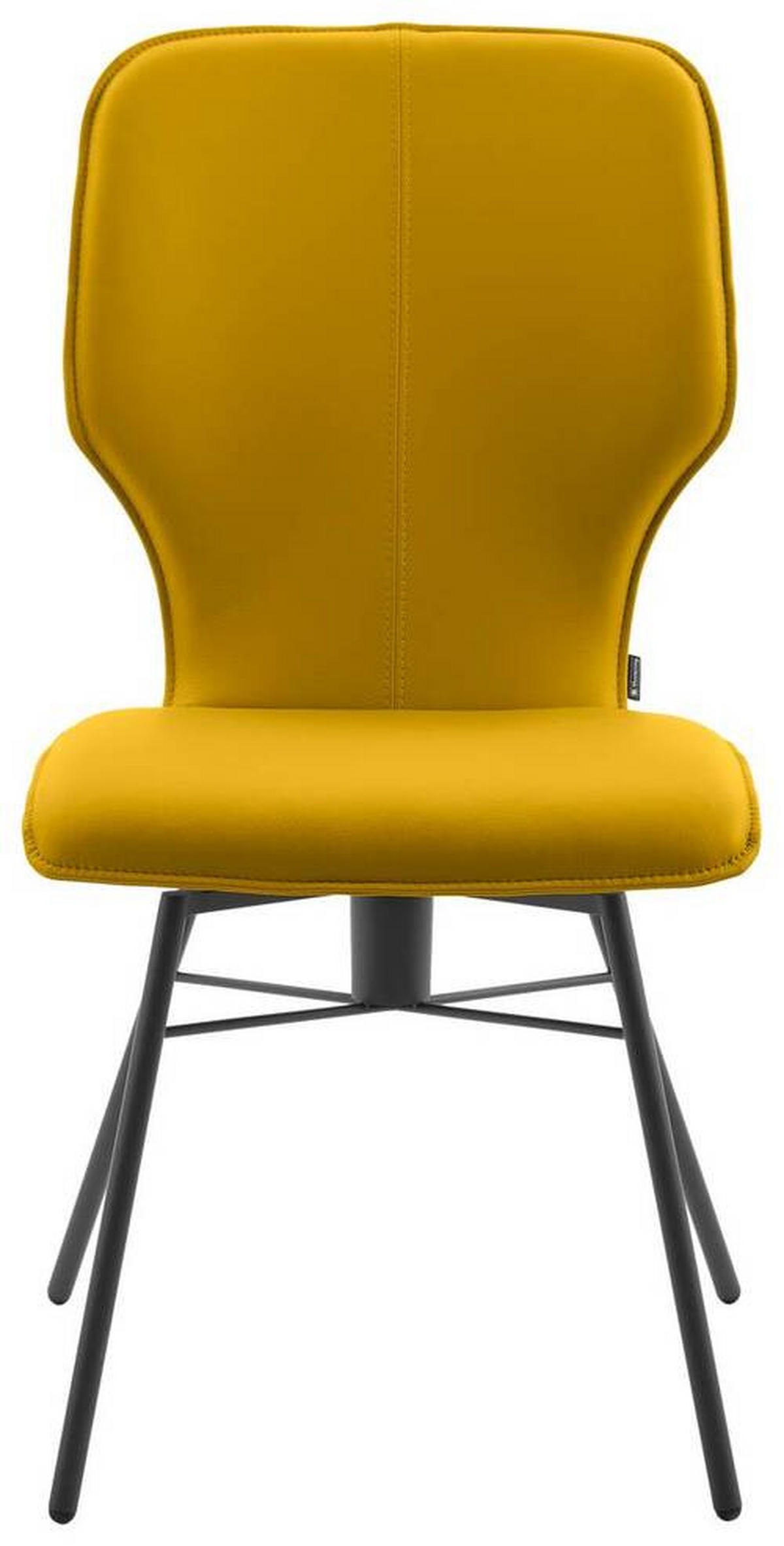 STUHL Echtleder Gelb  - Dunkelgrau/Gelb, Design, Leder/Metall (49/95/63cm) - Musterring