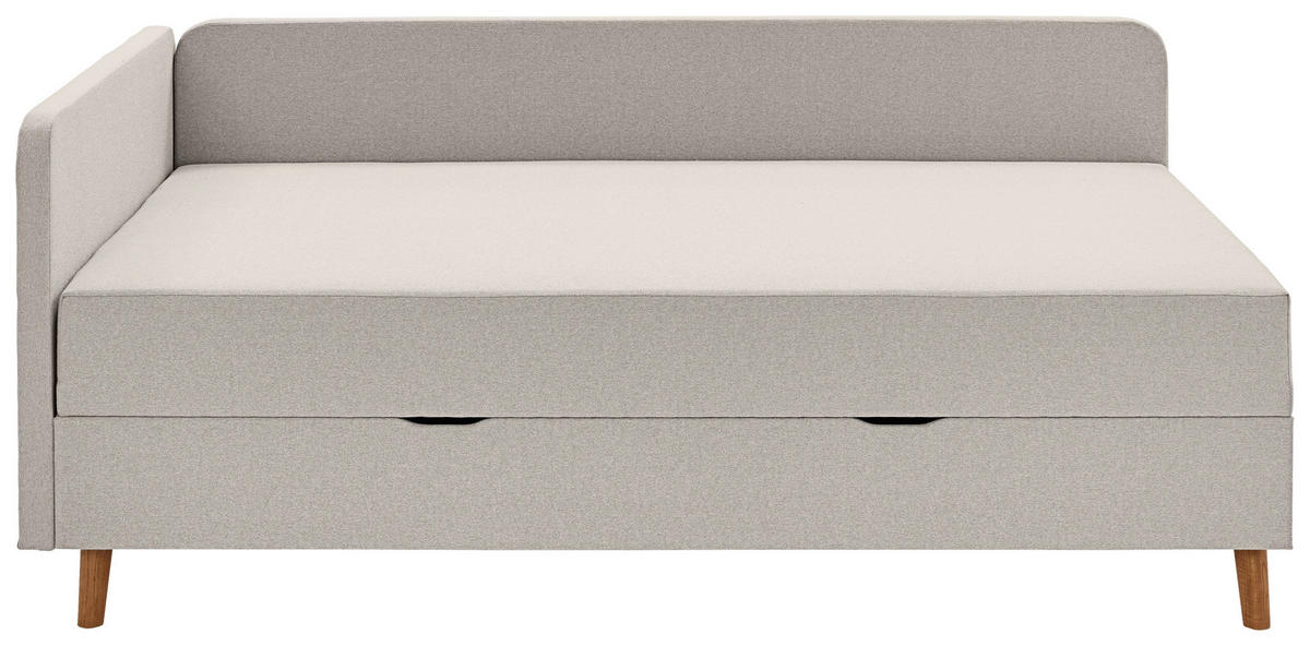 LIEGE Flachgewebe Taupe  - Taupe/Eichefarben, Design, Holz/Textil (90/200cm) - home24