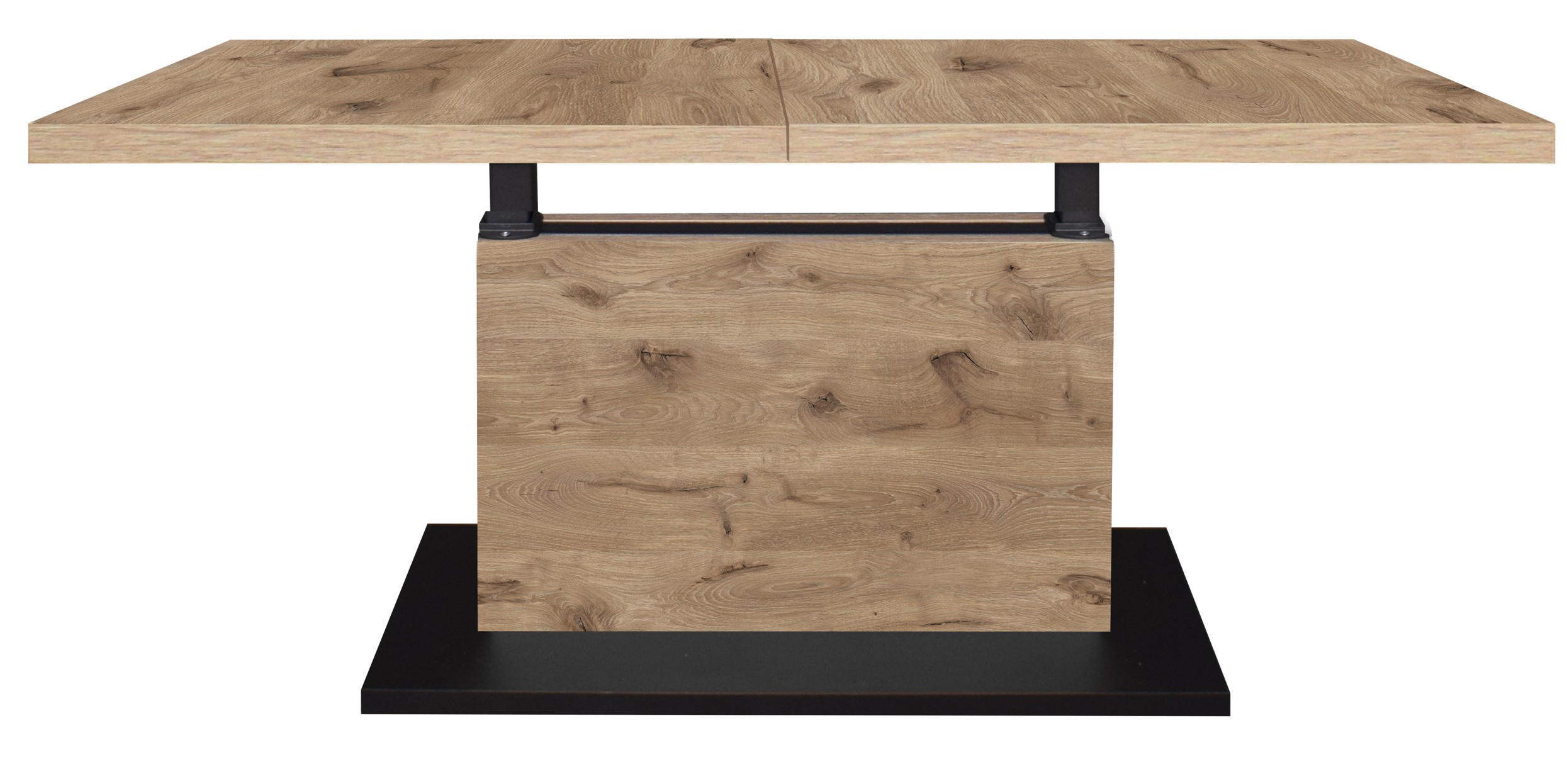 COUCHTISCH Lift Couchtisch rechteckig Schwarz, Eichefarben  - Eichefarben/Schwarz, Design, Holzwerkstoff/Metall (120-160/56-75/70cm) - MID.YOU