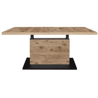 COUCHTISCH Lift Couchtisch rechteckig Schwarz, Eichefarben  - Eichefarben/Schwarz, Design, Holzwerkstoff/Metall (120-160/56-75/70cm) - MID.YOU