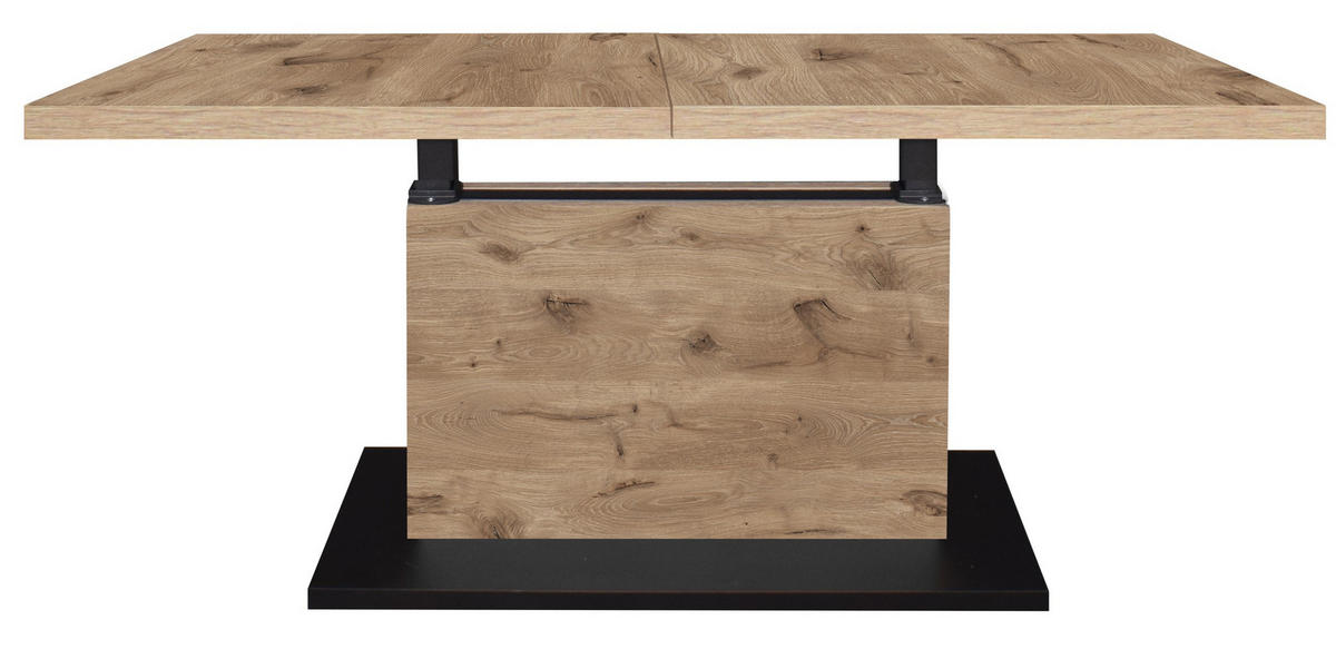 COUCHTISCH Lift Couchtisch rechteckig Schwarz, Eichefarben  - Eichefarben/Schwarz, Design, Holzwerkstoff/Metall (120-160/56-75/70cm) - MID.YOU
