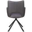 ARMLEHNSTUHL  Sitzfläche 360° drehbar, inklusive Armlehnen Mikrofaser  - Dunkelgrau/Schwarz, Design, Textil/Metall (59/88,5/62cm) - Carryhome