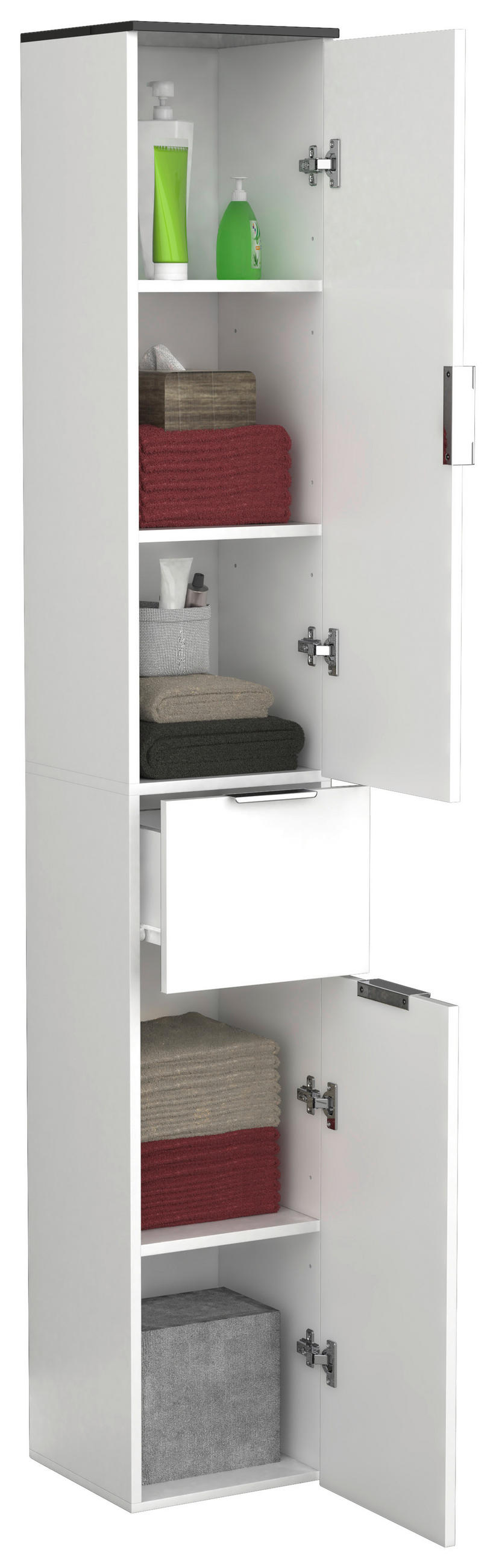 HÖGSKÅP  - vit/silver, Modern, trämaterial/plast (30/190/30cm) - MID.YOU