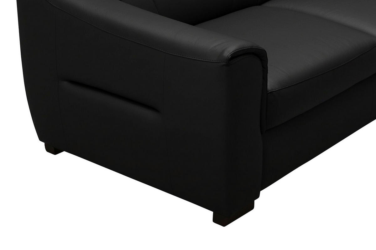 ECKSOFA Lederlook Echtleder Schwarz  - Wengefarben/Schwarz, Design, Leder/Holz (260/260cm) - Celina Home