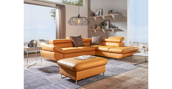 ECKSOFA Creme Echtleder - Silberfarben/Creme, Design, Leder/Metall (270/220cm) - Novel