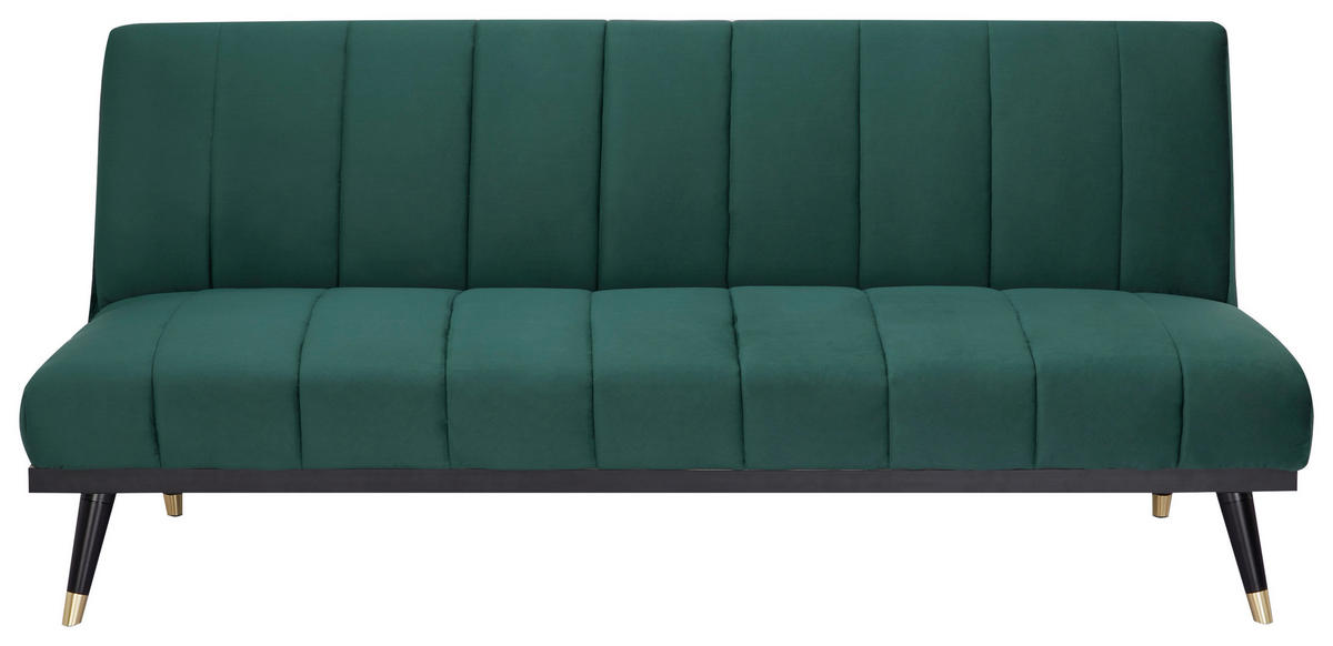SCHLAFSOFA  in Velours Grün  - Schwarz/Grün, MODERN, Holz/Textil (181/82/83cm) - MID.YOU