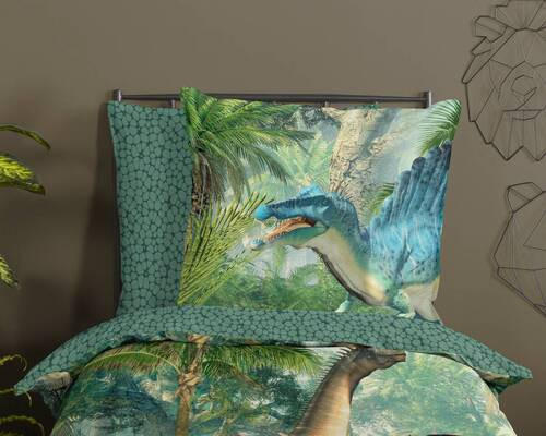 Thumbnail - Jugendbettwäsche Jurassic, Mehrfarbig, Textil, Dinosaurier, 135x200 cm, atmungsaktiv, Schlaftextilien, Bettwäsche, Kinde...