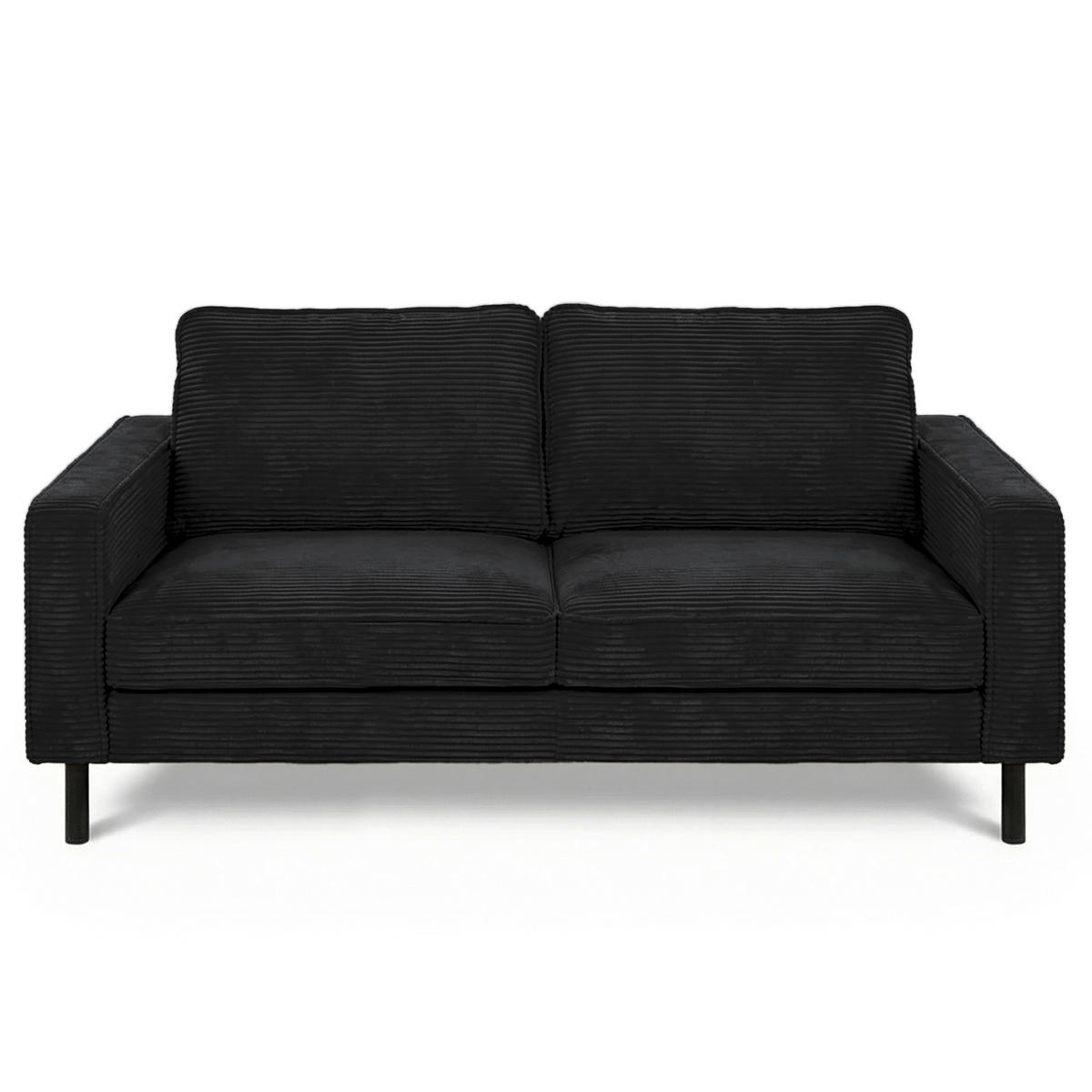 2,5-SITZER  in Cord Schwarz Modern  - Schwarz, Design, Textil/Metall (168/85/92cm) - Livetastic
