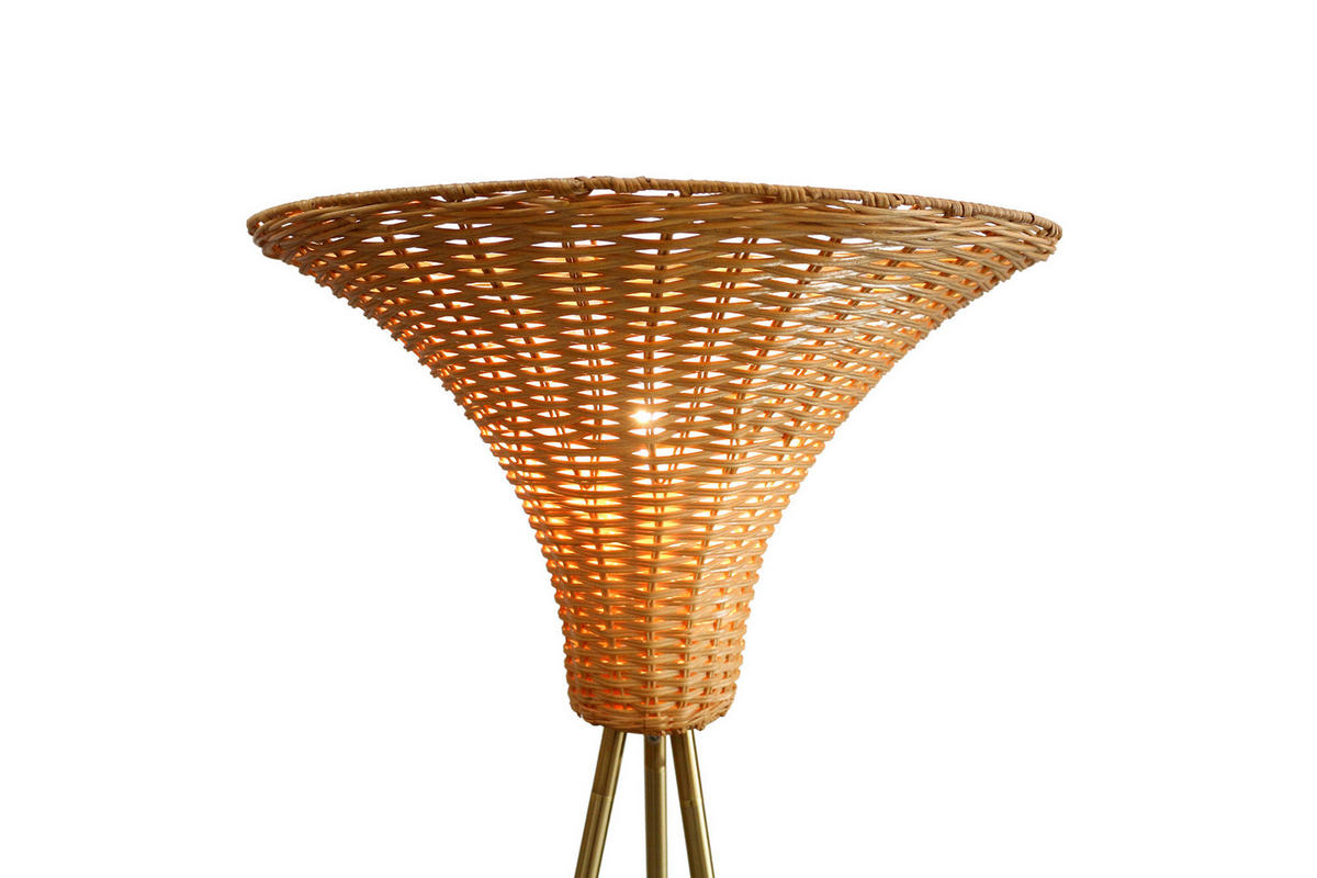 STEHLEUCHTE  55/150/55 cm   - Messingfarben/Naturfarben, Design, Holz/Metall (55/150/55cm) - P & B