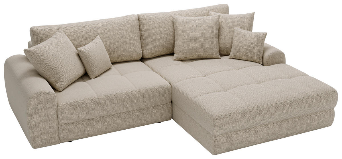 ECKSOFA LORSON Beige Struktur  - Beige/Schwarz, Design, Kunststoff/Textil (290/208cm) - Livetastic