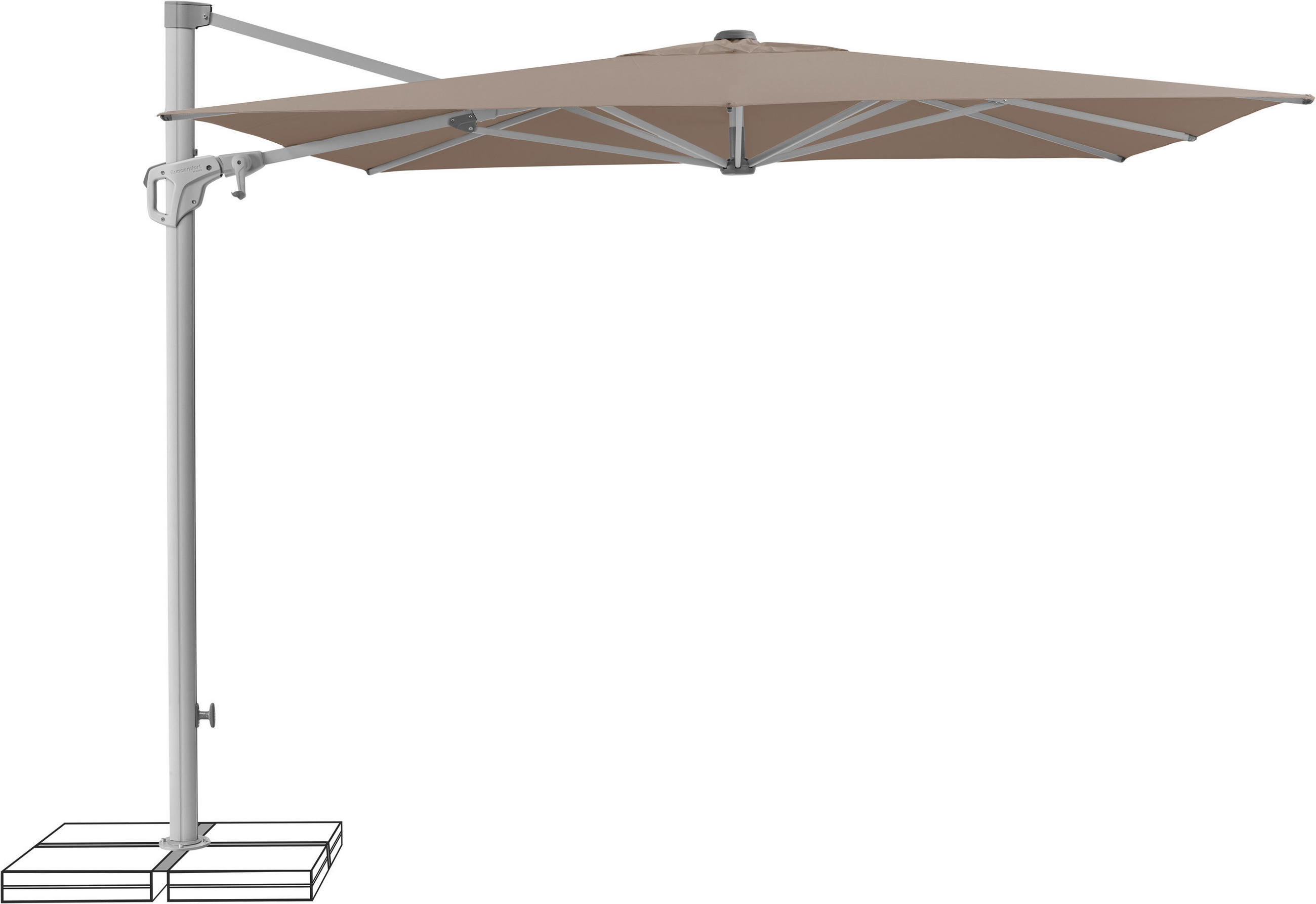 Suncomfort by Glatz Ampelschirm Silber, Taupe 250x250 cm