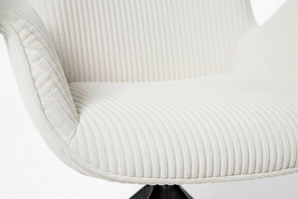 ARMLEHNSTUHL-SET 2 Stück  in Cord  - Creme/Weiß, MODERN, Textil/Metall (66/85/60,5cm) - MID.YOU