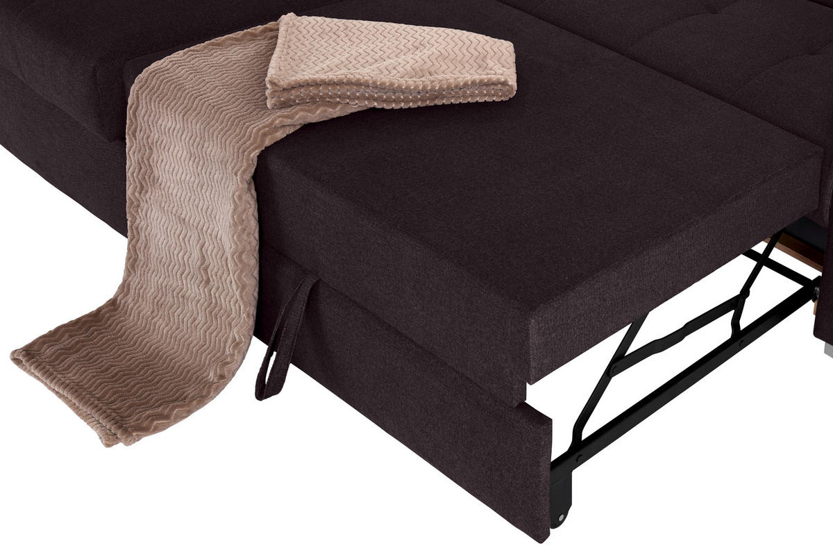 ECKSOFA in Velours Aubergine  - Silberfarben/Aubergine, Design, Holz/Textil (183/292cm) - Livetastic