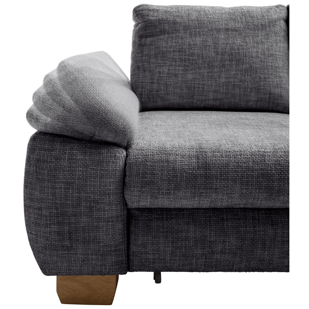 Thumbnail - Livetastic Eckschlafsofa Positano, Schwarz, Textil, Uni, 4-Sitzer, 265x206 cm, Made in EU, Liegefunktion, Rücken echt, A...