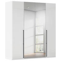 DREHTÜRENSCHRANK 201/223/61 cm,  in Weiß, Weiß Hochglanz, 4-türig  - Chromfarben/Weiß Hochglanz, Basics, Glas/Holzwerkstoff (201/223/61cm) - Novel