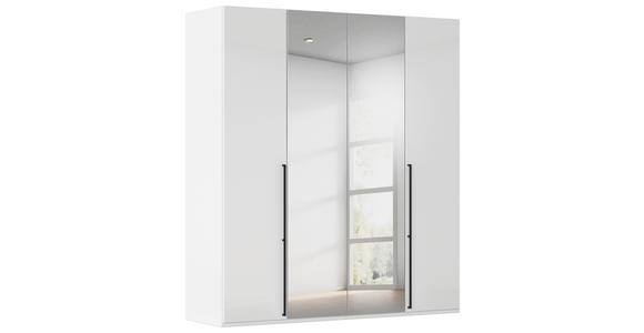 DREHTÜRENSCHRANK 201/223/61 cm,  in Weiß, Weiß Hochglanz, 4-türig  - Chromfarben/Weiß Hochglanz, Basics, Glas/Holzwerkstoff (201/223/61cm) - Novel