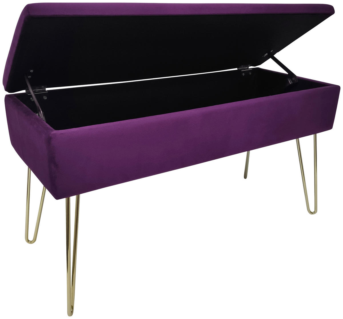 HOCKERBANK 75/42/30 cm Beere Metall  - Beere/Goldfarben, Design, Textil/Metall (75/42/30cm) - Echtwerk