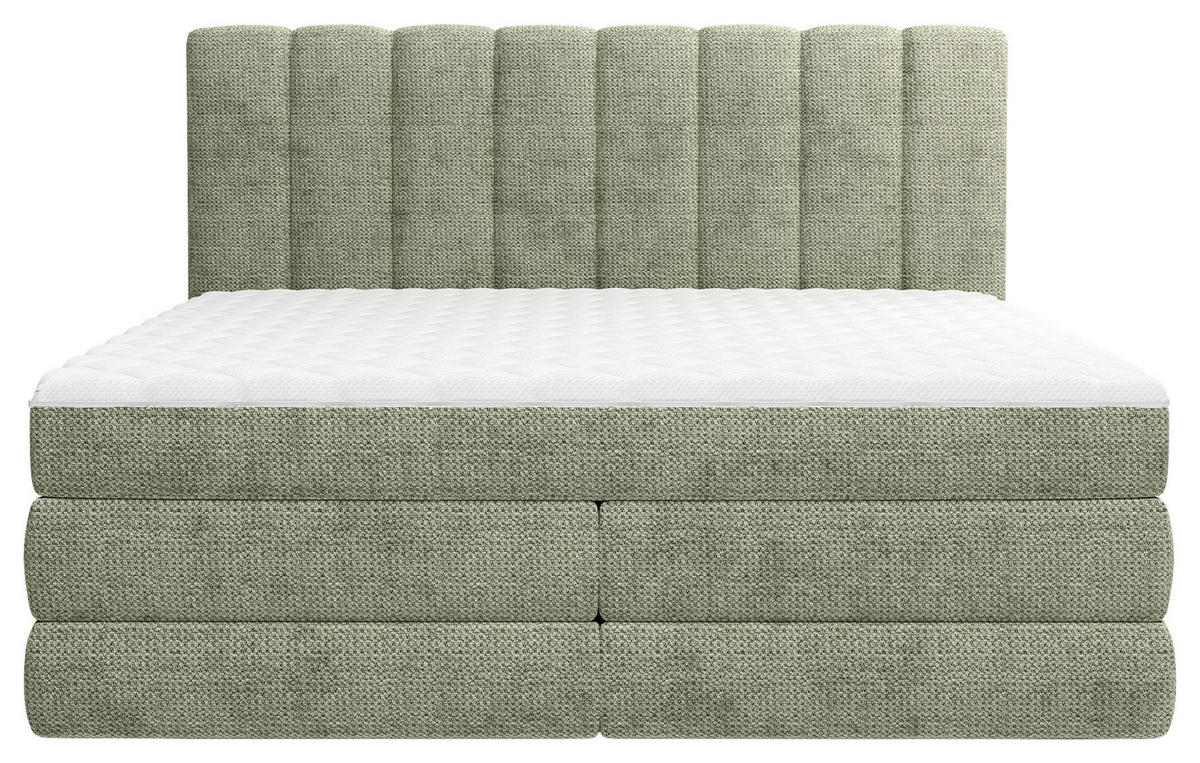 BOXSPRINGBETT 140/200 cm,  in Salbeigrün, Bettkasten, Matratzen, H3 + H4 = fest + sehr fest  - Salbeigrün/Schwarz, KONVENTIONELL, Kunststoff/Textil (140/200cm) - Carryhome