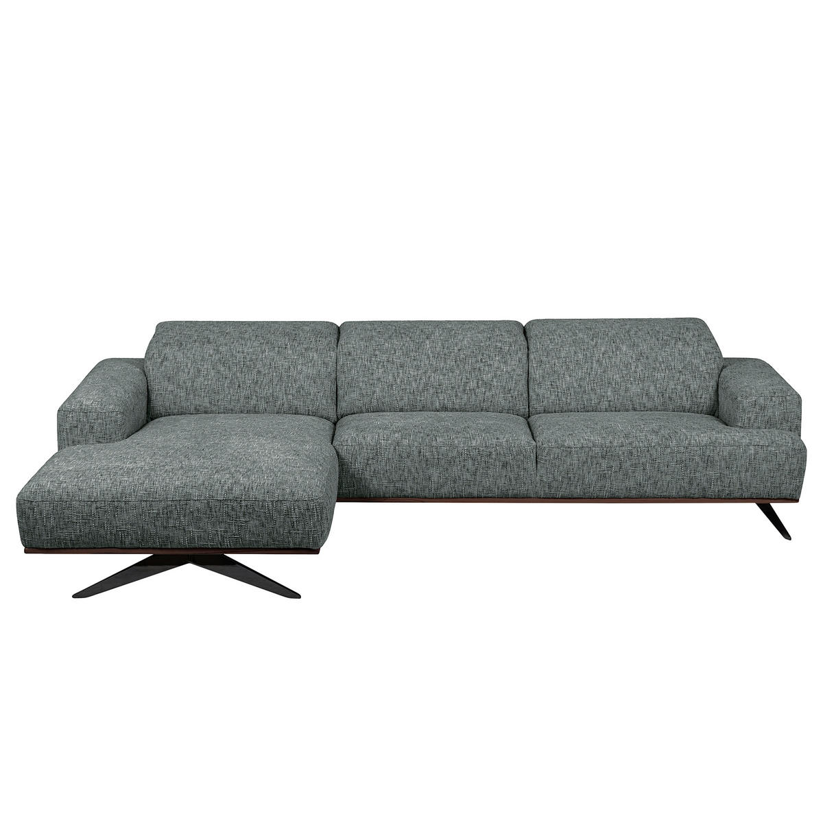 ECKSOFA PORTLAND Anthrazit Struktur Kopfteilverstellung  - Dunkelbraun/Anthrazit, Design, Holz/Textil (187/295cm) - Livetastic