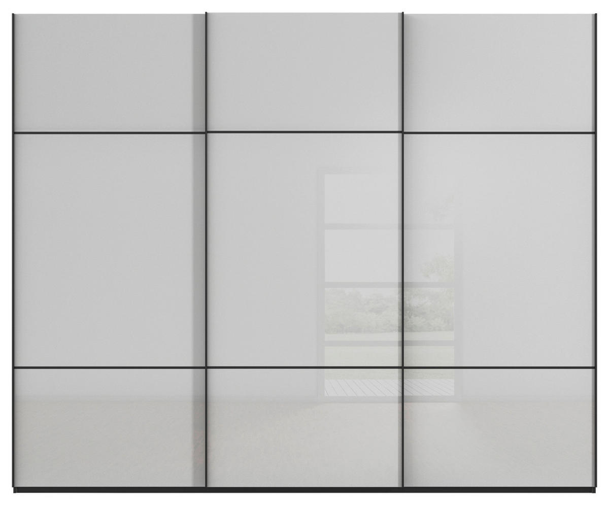 SCHWEBETÜRENSCHRANK 271/223/68 cm 3-türig Grau, Schwarz  - Schwarz/Grau, KONVENTIONELL, Glas/Holzwerkstoff (271/223/68cm) - Novel